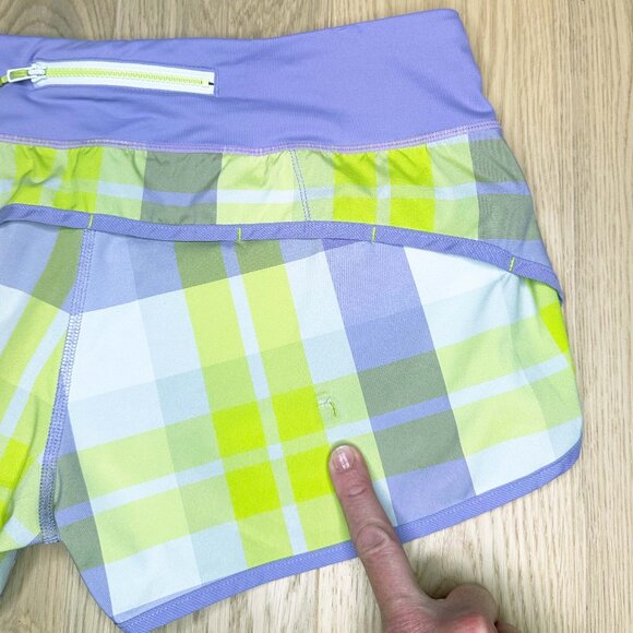 Lululemon Run Speed Short Plaid Pattern Sz6 DEFECT - Picture 13 of 16